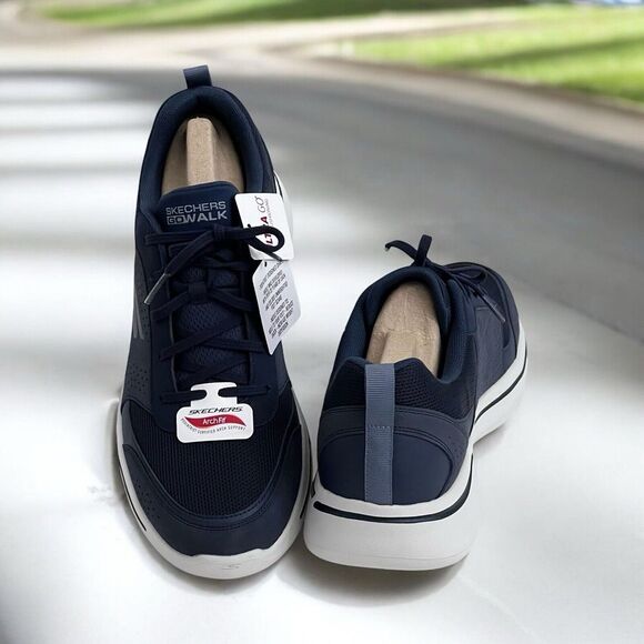 New! Mens Skechers Ultra Go Arch Fit Walking Shoes 11.5 Lace Up Sneakers Navy - Picture 6 of 13